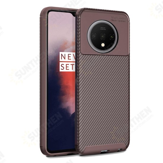 For OnePlus 7T Luxury Carbon Fiber Shockproof Anti-fingerprint Silicone Protective Case