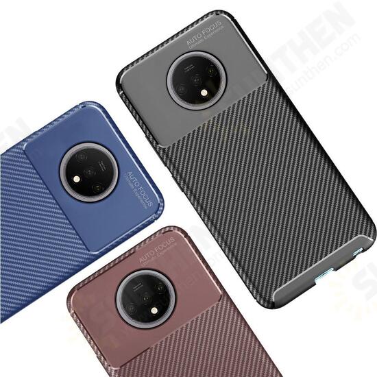 For OnePlus 7T Luxury Carbon Fiber Shockproof Anti-fingerprint Silicone Protective Case