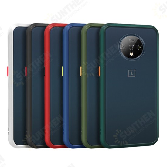 For OnePlus 7T Case Shockproof Anti-fingerprint Matte Translucent Hard PC&Soft TPU Edge Protective Case