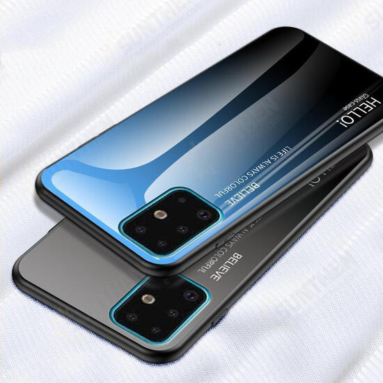 For Samsung Galaxy S20 Gradient Color Tempered Glass Shockproof Scratch Resistant Protective Case