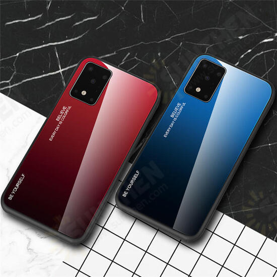For Samsung Galaxy S20 Ultra Gradient Color Tempered Glass Shockproof Scratch Resistant Protective Case For Samsung Galaxy S20 Ultra Gradient Color Tempered Glass Shockproof Scratch Resistant Protective Case