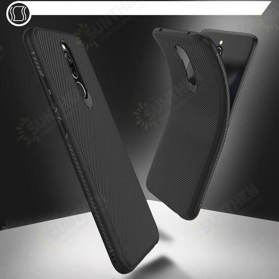 For Xiaomi Redmi 8 Case Carbon Fiber Texture Slim Soft TPU Anti-fall Anti-fingerptint Protective Case