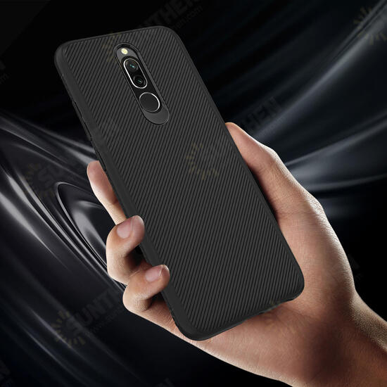 For Xiaomi Redmi 8 Case Carbon Fiber Texture Slim Soft TPU Anti-fall Anti-fingerptint Protective Case