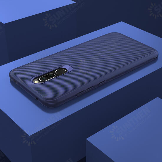For Xiaomi Redmi 8 Case Carbon Fiber Texture Slim Soft TPU Anti-fall Anti-fingerptint Protective Case
