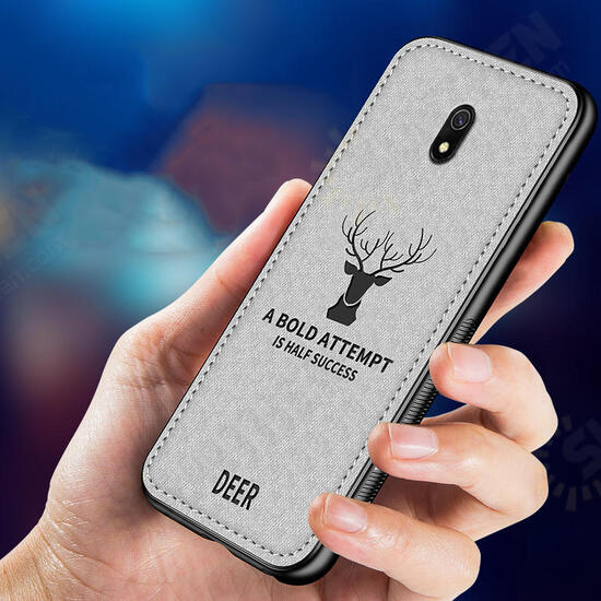 For Xiaomi Redmi 8A Deer Luxury Canvas Cloth Shockproof Anti-fingerprint Protective Case Non-original
