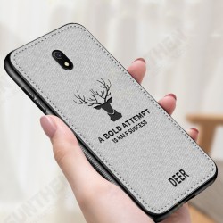 For Xiaomi Redmi 8A Deer Luxury Canvas Cloth Shockproof Anti-fingerprint Protective Case Non-original