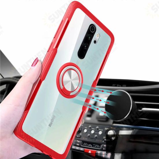 For Xiaomi Redmi Note 8 Pro Case 360° Adjustable Ring Holder Anti-slip Shockproof Transparent TPU Protective Case Non-original