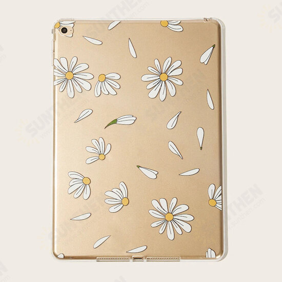 For iPad 2 / 3 / 4 Case Flower Pattern Transparent Soft TPU Shockproof Protective Case