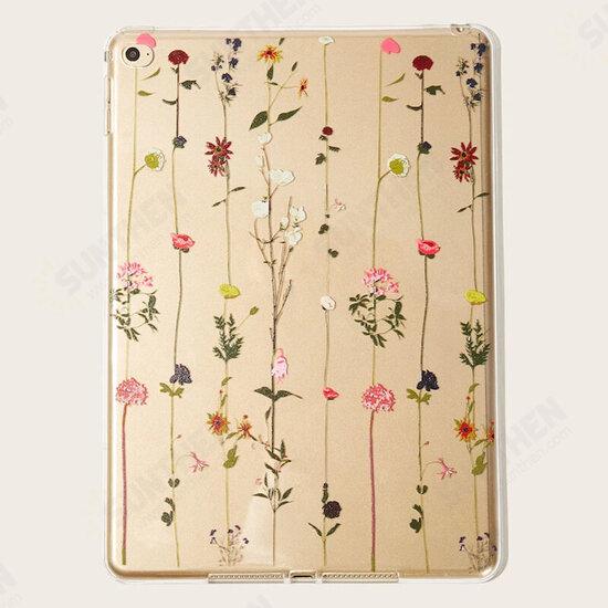 For iPad Air Case Flower Pattern Transparent Soft TPU Shockproof Protective Case
