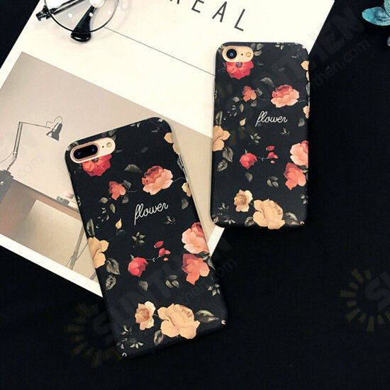 For iPhone 6 / 6S / 7 / 8 / 7 Plus / 8 Plus Case Retro Flower Pattern Soft TPU Shockproof Couple Protective Case Back Cover