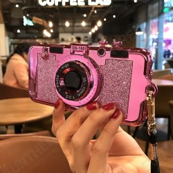 For iPhone X / 6 Plus / 7 Case Fashion Bling Glitter Creative Camera Pattern Protective Case Back Cover