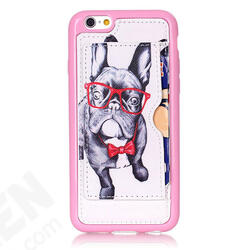 Glasses Dog Pattern Back Holder Case For iPhone 6 Plus & 6s Plus