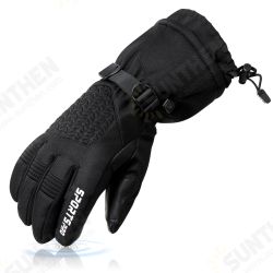 Glisteny Winter Warm Waterproof Windproof Anti-Slip Touch Screen Outdoors Motorcycle Riding PU Leather Gloves