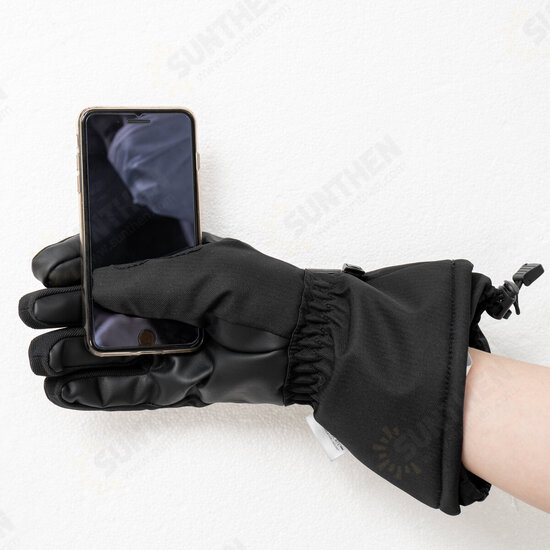 Glisteny Winter Warm Waterproof Windproof Anti-Slip Touch Screen Outdoors Motorcycle Riding PU Leather Gloves