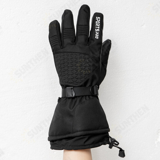 Glisteny Winter Warm Waterproof Windproof Anti-Slip Touch Screen Outdoors Motorcycle Riding PU Leather Gloves
