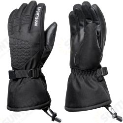 Glisteny Winter Warm Waterproof Windproof Anti-Slip Touch Screen Outdoors Motorcycle Riding PU Leather Gloves