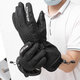 Glisteny Winter Warm Waterproof Windproof Anti-Slip Touch Screen Outdoors Motorcycle Riding PU Leather Gloves
