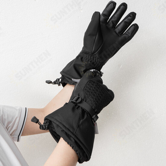 Glisteny Winter Warm Waterproof Windproof Anti-Slip Touch Screen Outdoors Motorcycle Riding PU Leather Gloves