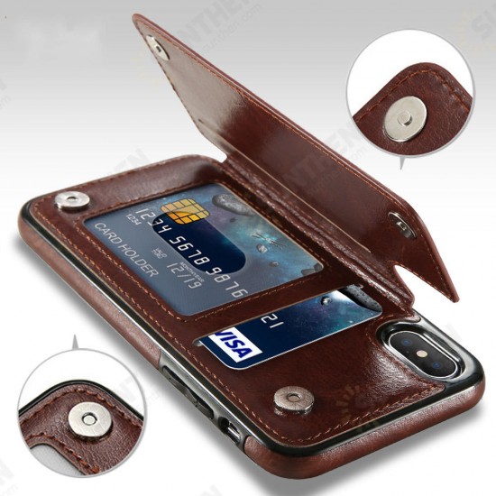 Retro PU Leather Card Slots Bracket Case for iPhone X 8/8 Plus/7/7 Plus/6/6s/6 Plus/6s Plus Retro PU Leather Card Slots Bracket Case for iPhone X 8/8 Plus/7/7 Plus/6/6s/6 Plus/6s Plus