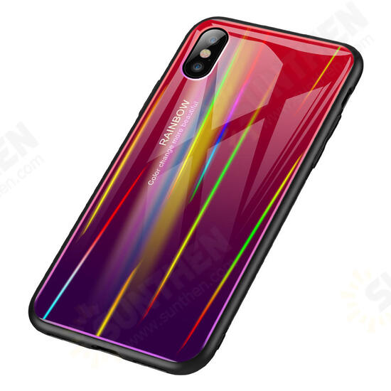 Laser Aurora Gradient Color Tempered Glass Protective Case for iPhone X