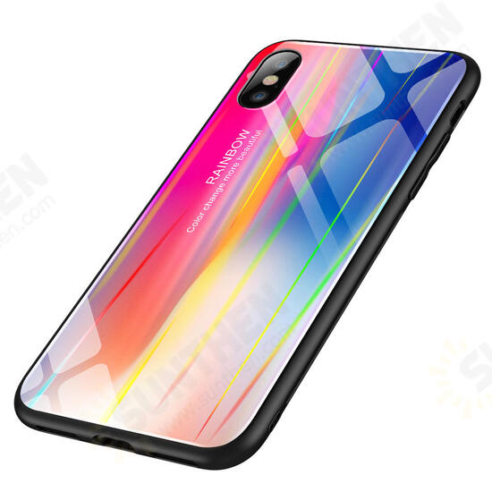 Laser Aurora Gradient Color Tempered Glass Protective Case for iPhone X