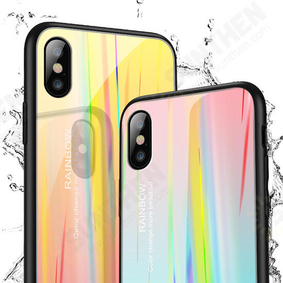 Laser Aurora Gradient Color Tempered Glass Protective Case for iPhone X