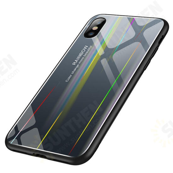 Laser Aurora Gradient Color Tempered Glass Protective Case for iPhone X