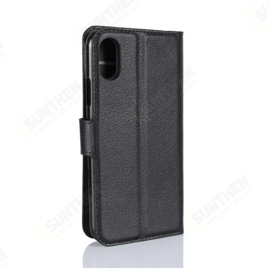 Texture Card Slot Bracket Flip Leather Case For iPhone X