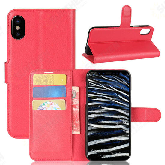 Texture Card Slot Bracket Flip Leather Case For iPhone X