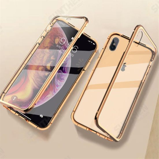 360° Front Screen Protector & Back Glass Cover Metal Magnetic Adsorption Protective Case For iPhone XR/XS/XS Max/X/7/7 Plus/8/8 Plus