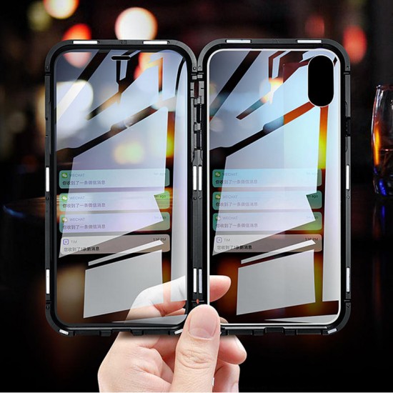 360° Front Screen Protector & Back Glass Cover Metal Magnetic Adsorption Protective Case For iPhone XR/XS/XS Max/X/7/7 Plus/8/8 Plus