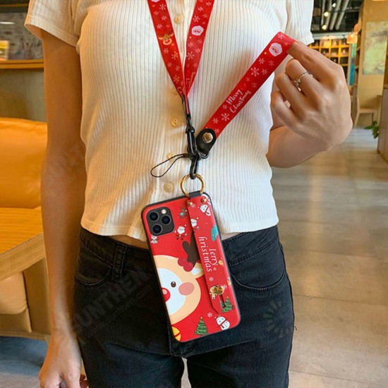 Christmas Cartoon Deer Pattern Plating with Lanyard Wrist Strap Bracket Shockproof TPU Protective Case Christmas Cartoon Deer Pattern Plating with Lanyard Wrist Strap Bracket Shockproof TPU Protective Case