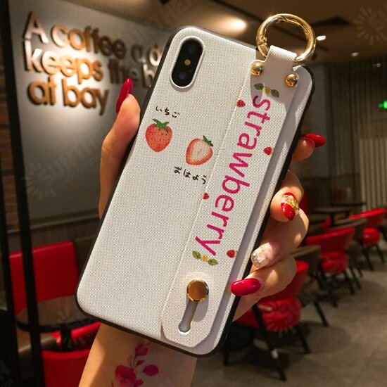 Fashion Fruit Plant Pattern with Wrist Strap Bracket Shockproof Silicone Protective Case Fashion Fruit Plant Pattern with Wrist Strap Bracket Shockproof Silicone Protective Case