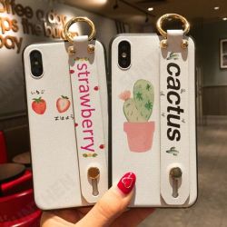 Fashion Fruit Plant Pattern with Wrist Strap Bracket Shockproof Silicone Protective Case Fashion Fruit Plant Pattern with Wrist Strap Bracket Shockproof Silicone Protective Case