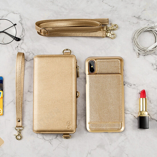 Multifunctional PU Leather with Card Slots Wallet Stand Full Body Shockproof Flip Protective Case Phone Bag
