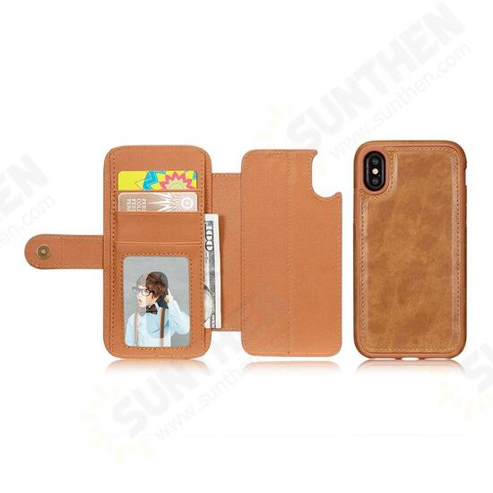 Magnetic Detachable Wallet Pocket Card Slots Bracket Case For iPhone X