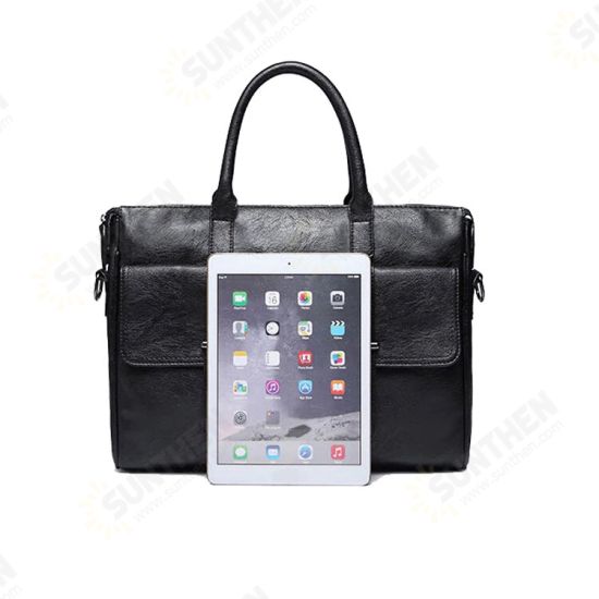 Men Business Casual PU Leather Briefcase Messenger Bag Tablet Laptop Office Shoulder Bag for iPad