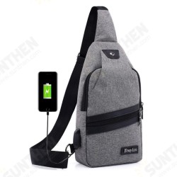 Men USB Port Casual Canvas Sport Outdoor Chest Bag Crossbody Bag with USB Cable Men USB Port Casual Canvas Sport Outdoor Chest Bag Crossbody Bag with USB Cable