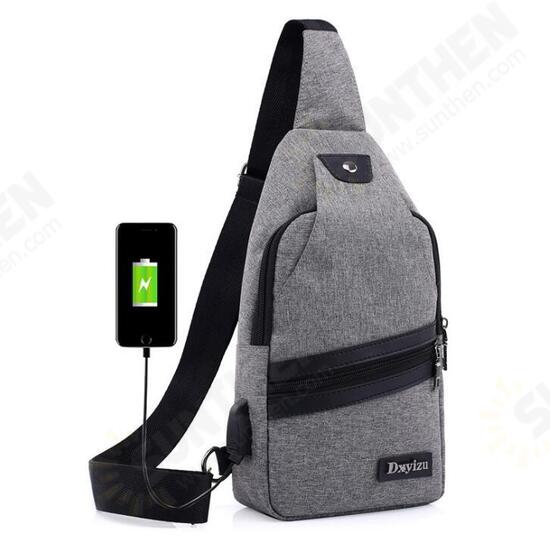 Men USB Port Casual Canvas Sport Outdoor Chest Bag Crossbody Bag with USB Cable Men USB Port Casual Canvas Sport Outdoor Chest Bag Crossbody Bag with USB Cable