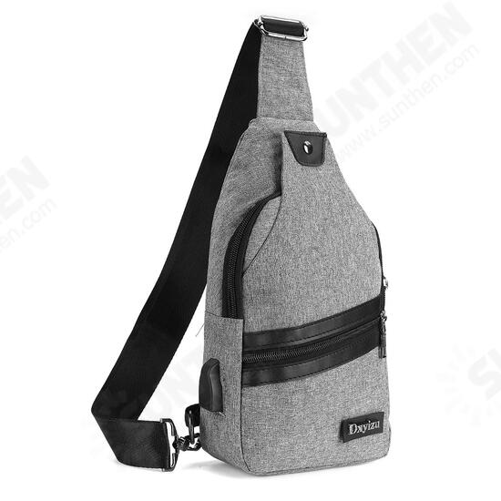Men USB Port Casual Canvas Sport Outdoor Chest Bag Crossbody Bag with USB Cable Men USB Port Casual Canvas Sport Outdoor Chest Bag Crossbody Bag with USB Cable