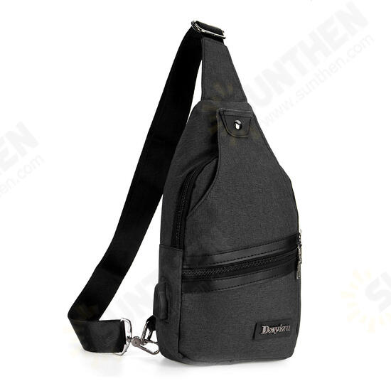 Men USB Port Casual Canvas Sport Outdoor Chest Bag Crossbody Bag with USB Cable Men USB Port Casual Canvas Sport Outdoor Chest Bag Crossbody Bag with USB Cable