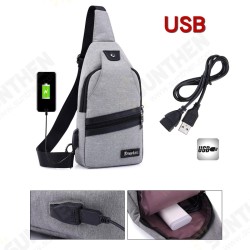 Men USB Port Casual Canvas Sport Outdoor Chest Bag Crossbody Bag with USB Cable Men USB Port Casual Canvas Sport Outdoor Chest Bag Crossbody Bag with USB Cable