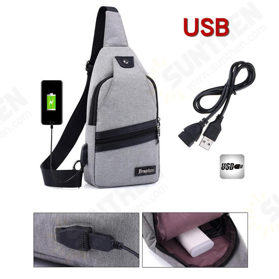Men USB Port Casual Canvas Sport Outdoor Chest Bag Crossbody Bag with USB Cable Men USB Port Casual Canvas Sport Outdoor Chest Bag Crossbody Bag with USB Cable