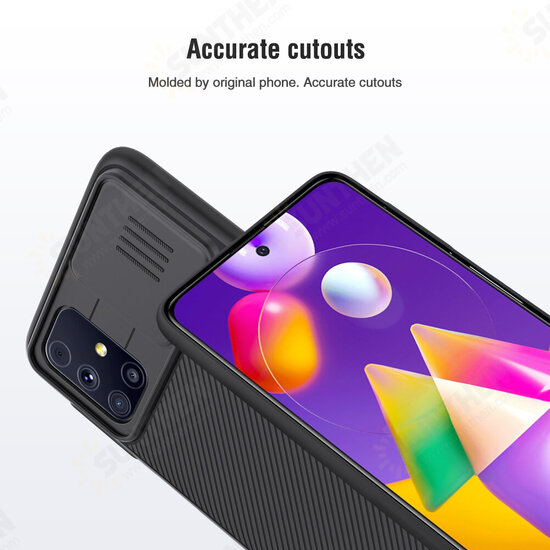 Bumper with Slide Lens Cover Shockproof Anti-Scratch TPU + PC Protective Case for Samsung Galaxy M31S Bumper with Slide Lens Cover Shockproof Anti-Scratch TPU + PC Protective Case for Samsung Galaxy M31S