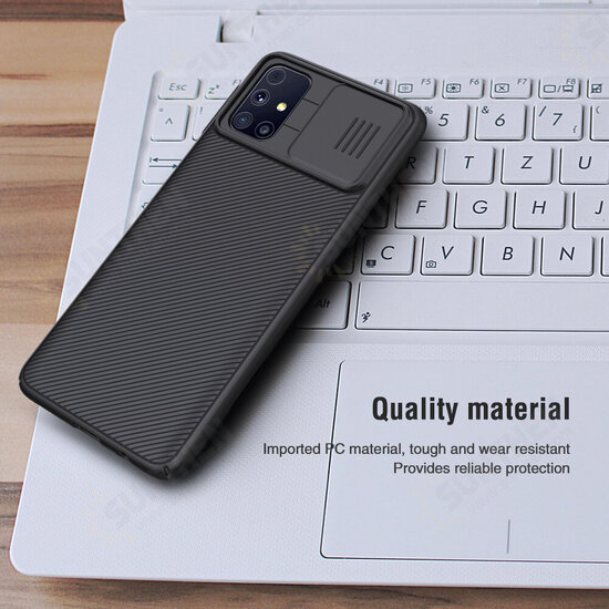 Bumper with Slide Lens Cover Shockproof Anti-Scratch TPU + PC Protective Case for Samsung Galaxy M31S Bumper with Slide Lens Cover Shockproof Anti-Scratch TPU + PC Protective Case for Samsung Galaxy M31S