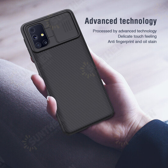 Bumper with Slide Lens Cover Shockproof Anti-Scratch TPU + PC Protective Case for Samsung Galaxy M31S Bumper with Slide Lens Cover Shockproof Anti-Scratch TPU + PC Protective Case for Samsung Galaxy M31S
