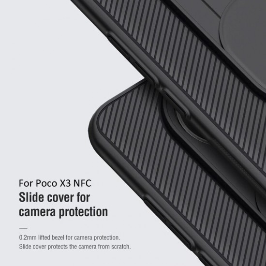 X3 Pro/ POCO X3 NFC Accessories Bumper with Slide Lens Cover Protective Case + Anti-Explosion Tempered Glass Screen Protector Non-Original