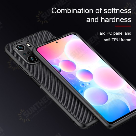 For POCO F3 Global Version Accessories Set Amazing H+PRO 9H Anti-Explosion Tempered Glass Screen Protector + Nylon Synthetic Fiber Textured Shockproof Protective Case