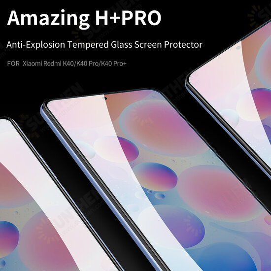 For POCO F3 Global Version Accessories Set Amazing H+PRO 9H Anti-Explosion Tempered Glass Screen Protector + Nylon Synthetic Fiber Textured Shockproof Protective Case