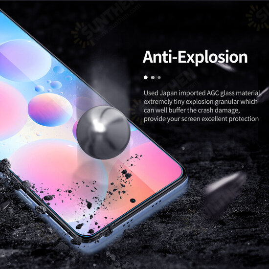 For POCO F3 Global Version Accessories Set Amazing H+PRO 9H Anti-Explosion Tempered Glass Screen Protector + Nylon Synthetic Fiber Textured Shockproof Protective Case